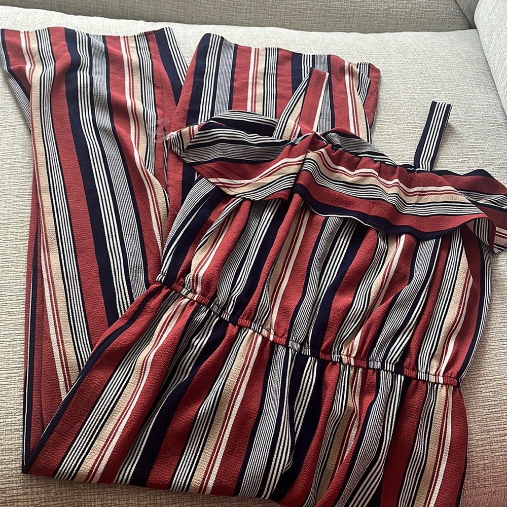 Striped jump suit